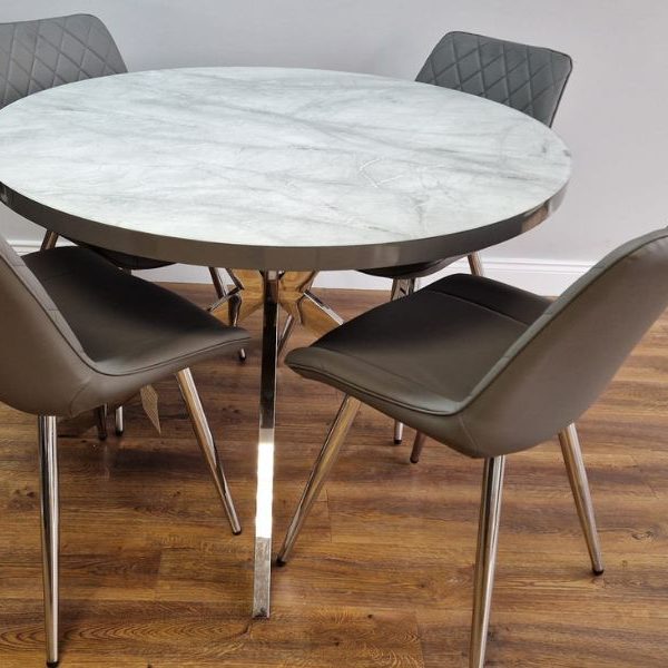 Dario Grey Round Table X Legs