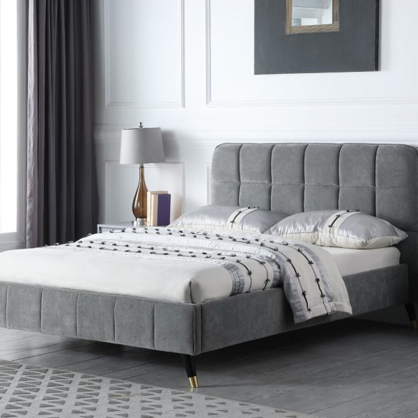 Milton Bed Frame Grey Plush Velvet