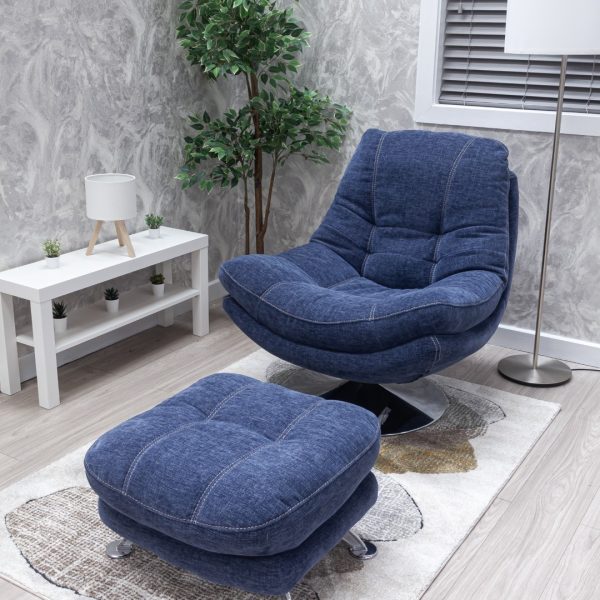 Axis Full Fabric Swivel Chair & Footstool