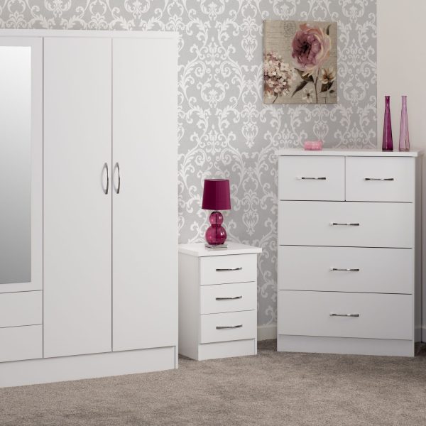 Nevada 4 Door 2 Drawer Mirrored Wardrobe Bedroom Set